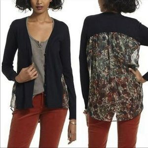 Anthropologie cardigan blue & floral design